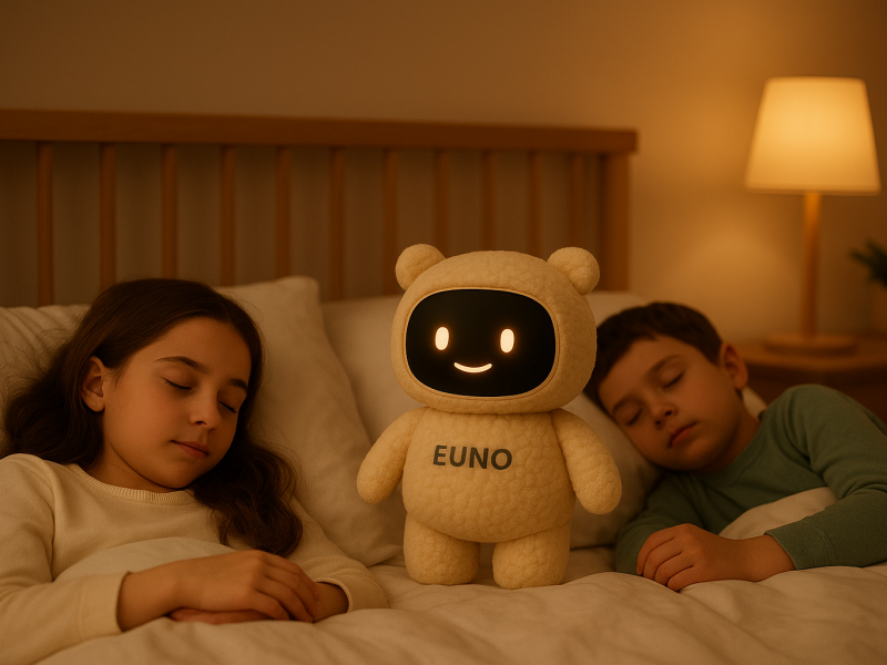 Une photo du compagnon fictif qui veille sur les enfants qui dorment.