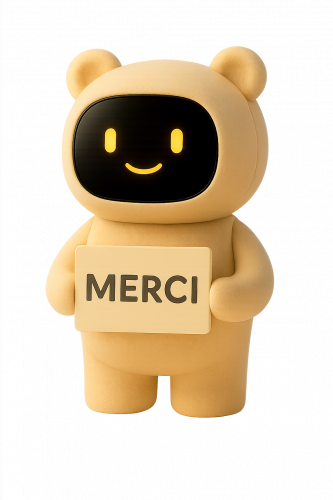 EUNO tient une pancarte qui dit merci